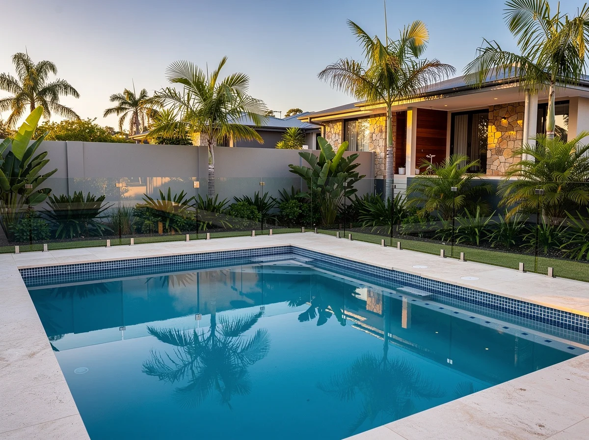 Resurfaced Mooloolaba pool with new waterline tiling and coping after renovation