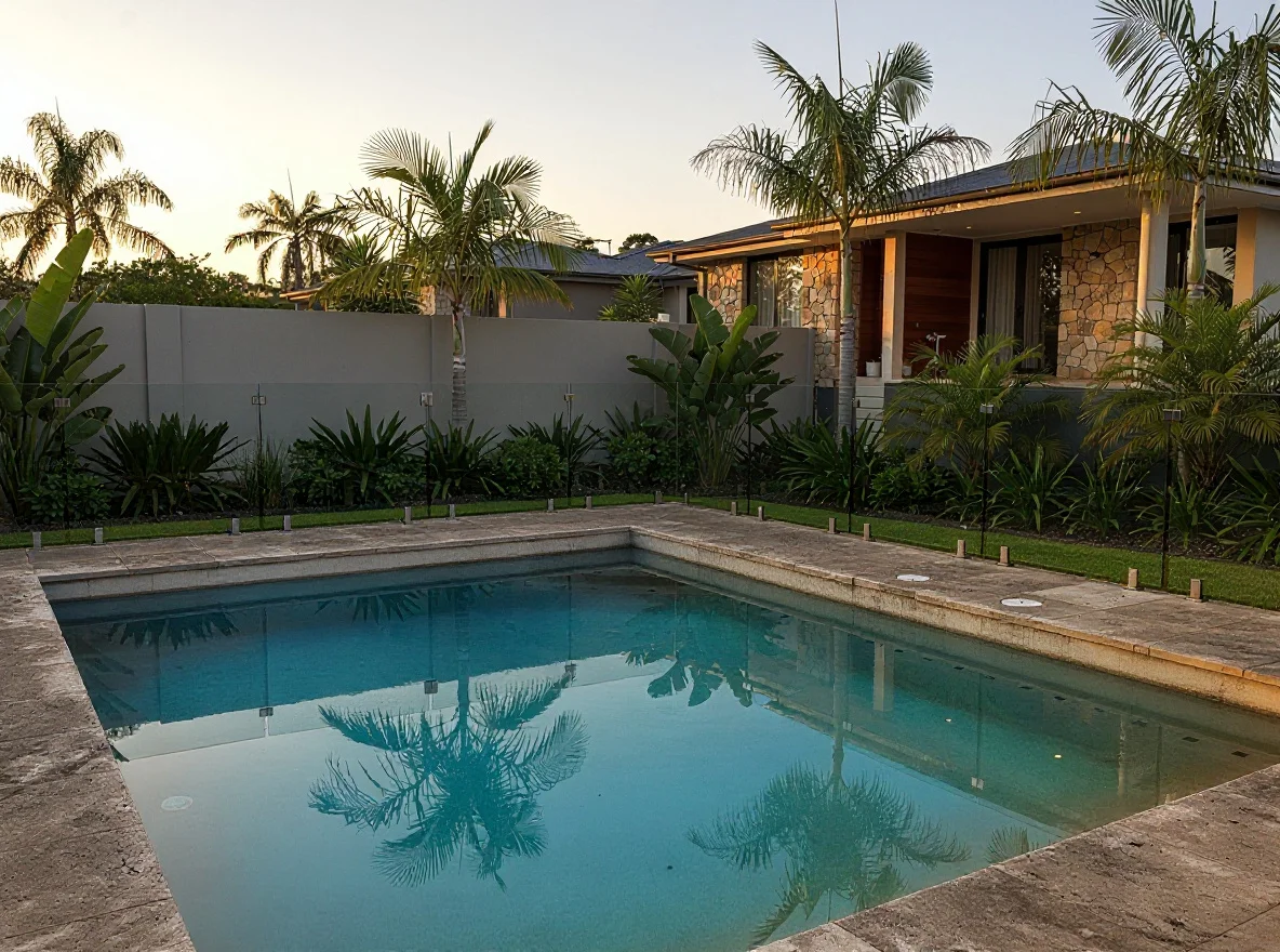 The same Mooloolaba pool looking dated and worn before its renovation