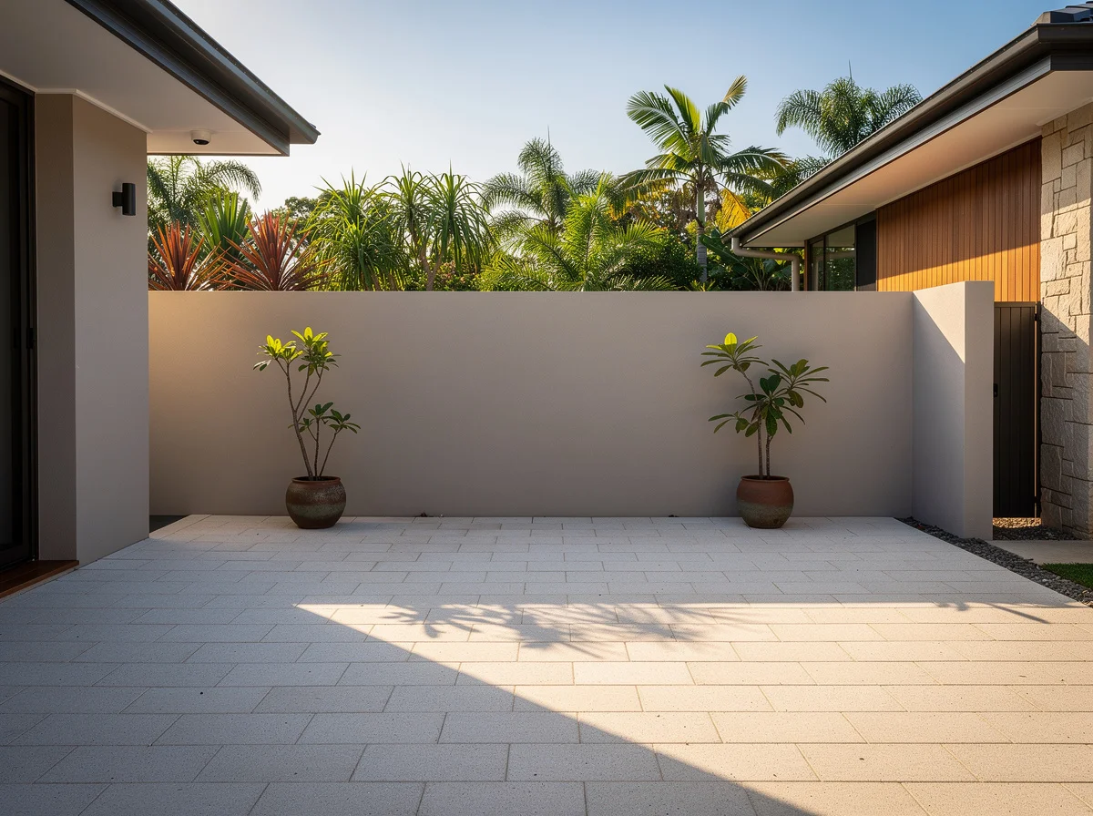 Empty paved Noosa courtyard before the plunge pool is built